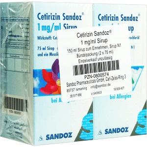 Cetirizin Sandoz 1mg/ml Sirup, 150 ML