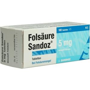 Folsäure Sandoz 5 mg Tabletten, 100 ST