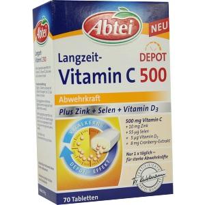 Abtei Langzeit-Vitamin C500 + Zink + Selen + D3, 70 ST