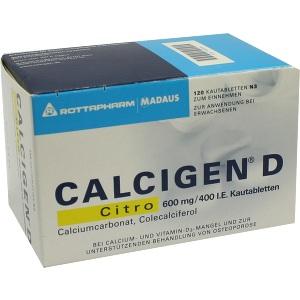 Calcigen D Citro 600mg/400 I.E. Kautabletten, 120 ST