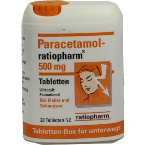 Paracetamol-ratiopharm 500mg Tablettenbox, 20 ST